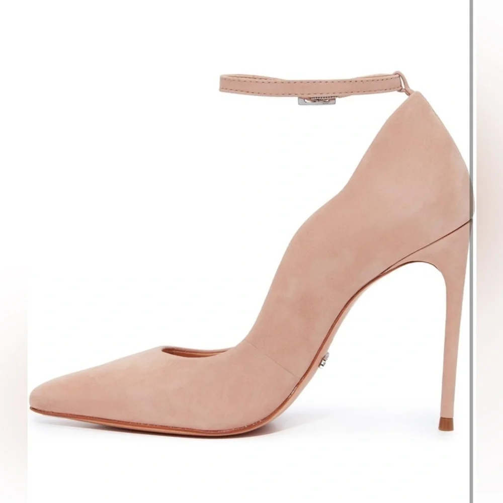 SCHUTZ Women's Thaynara Ankle Strap Pointed Heels, Amendoa (nude) 9.5 B(M)